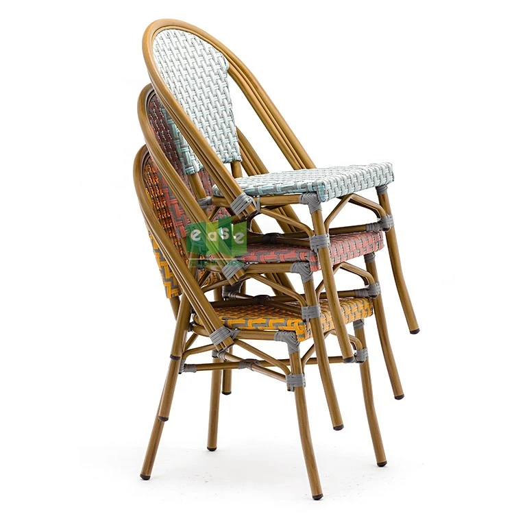 Garden Aluminum Rattan French Bistro Chairs high quality